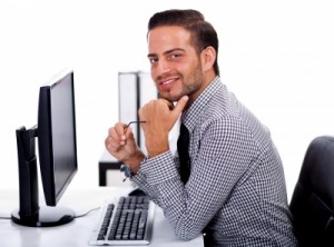 Man Using Desktop PC
