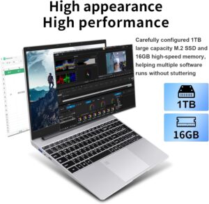 TUHUI 15.6 Laptop with Celeron N5095, 16GB DDR4 & 1TB SSD