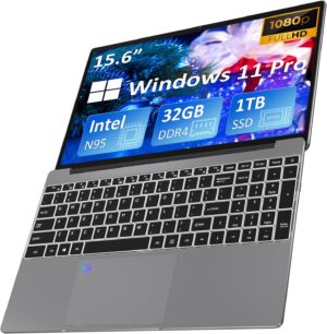 Auusda Business Laptop Computers, 32GB DDR4 RAM, 1TB M2 PCIe NVMe SSD, 1.7-3.4 GHz Intel N95 CPU