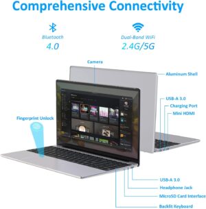Auusda Business Laptop Computers, 32GB DDR4 RAM, 1TB M2 PCIe NVMe SSD, 1.7-3.4 GHz Intel N95
